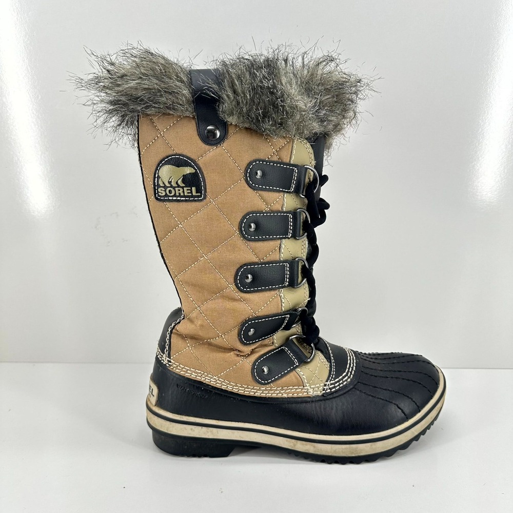 Sorel Tofino Cate Boots Women's 6 Winter Snow Waterproof Faux Fur NL1937-270 Tan